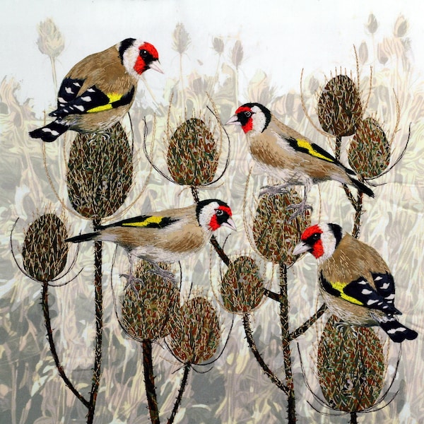 Stoff-Applikationsset „Goldfinches and Teasels“