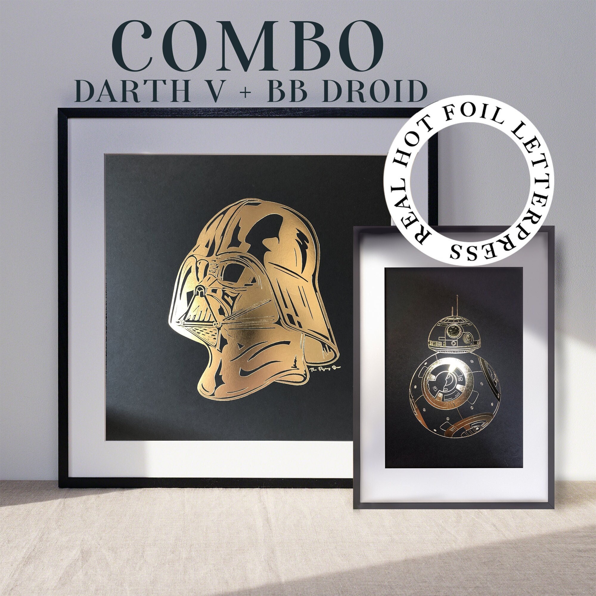 Poster Bb Droïde & Dark Vdor Combo // Poster Starwars Affiche Bb8 Cadeau Starwars// Episode 7