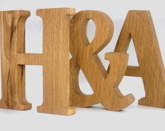 Solid Oak Wood, A-Z Alphabet Letter, Free-standing, 130mm, Handmade in the UK