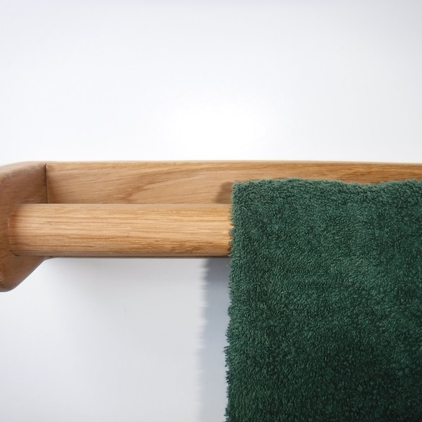 Handmade, Solid Oak Towel Rail, Rack - Bathroom or Kitchen, 350-650mm