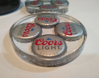 2 Pack Bottle Top Bling Cup Holder Inserts Featuring Coors Light Bottle Tops In Epoxy Resin!