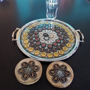 Import Beer Bottle Top Serving Tray with 2 pack of coasters