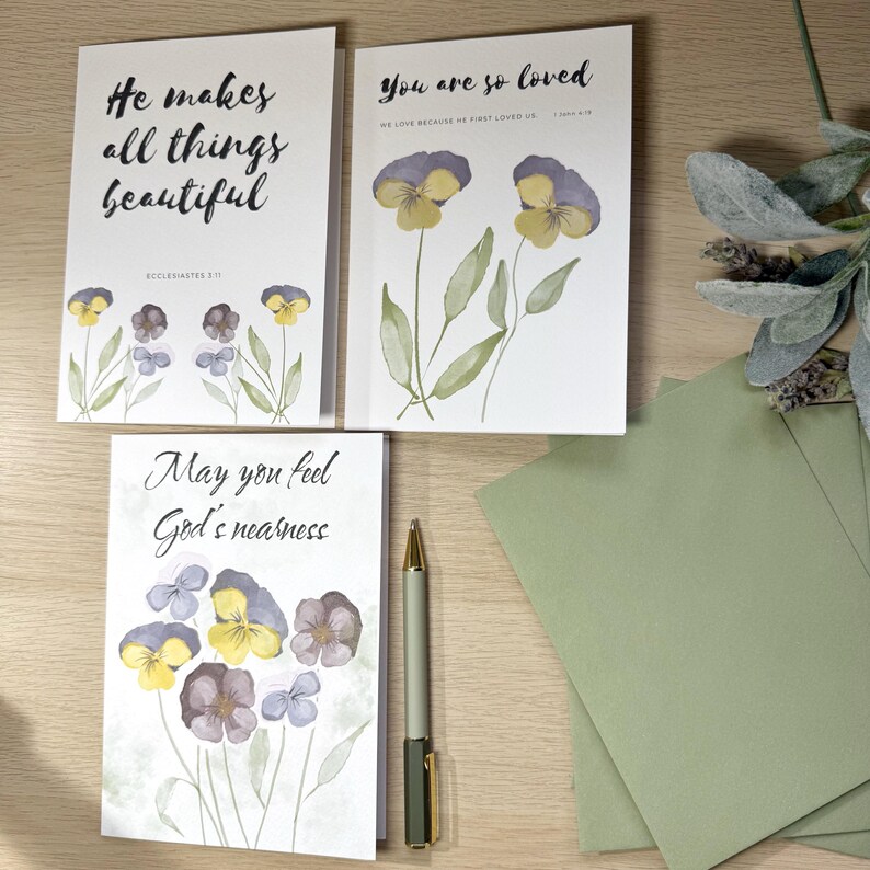 Christian Encouragement Card Set | Bible Verse Cards | Floral Scripture ...