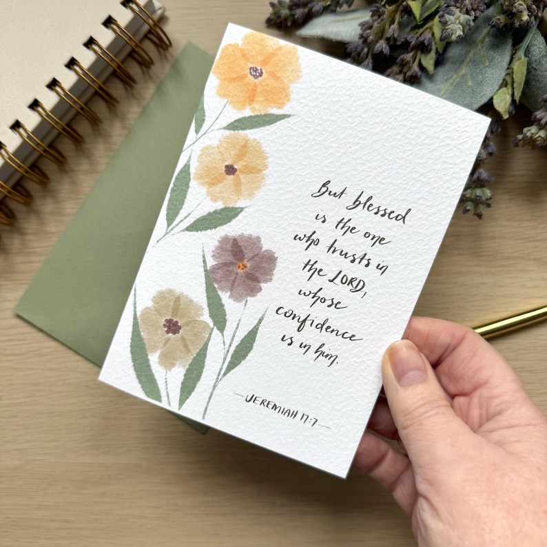 Christian Encouragement Card – Jeremiah 17:7 Bible Verse Card ...