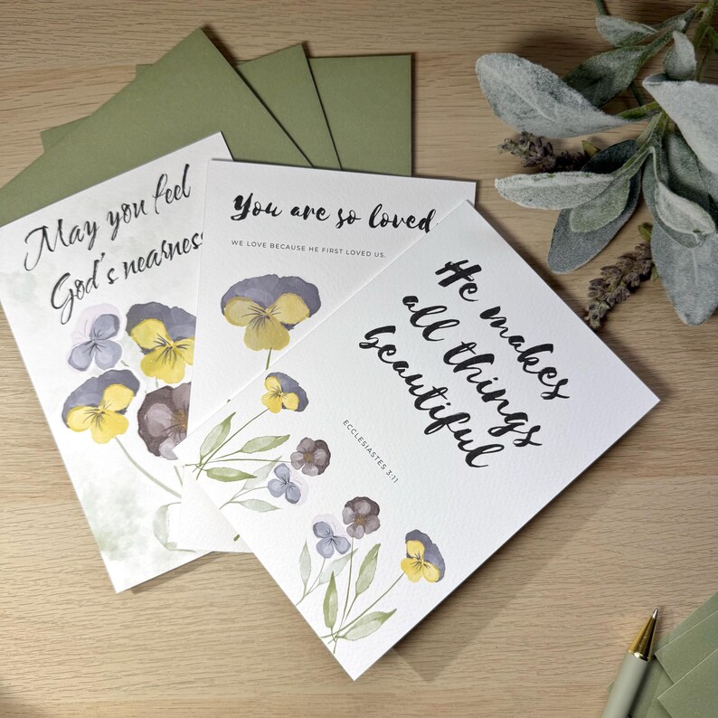 Christian Encouragement Card Set | Bible Verse Cards | Floral Scripture ...