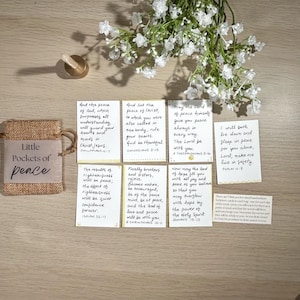 Little Pockets of Peace – Handwritten Scripture Card Set | Christian Encouragement Gift | Pocket Bible Verses for Women & Men