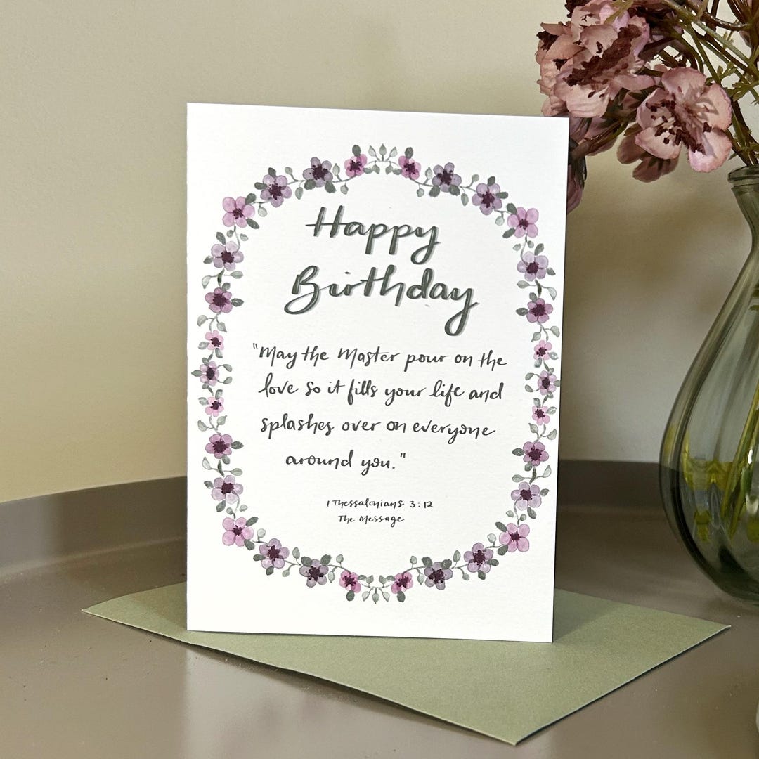 Christian Floral Happy Birthday Card With Bible Verse - Etsy UK