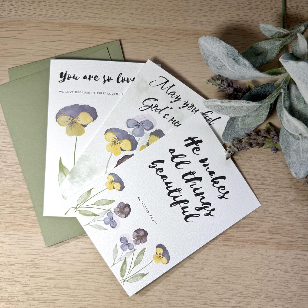 Christian Encouragement Card Set | Bible Verse Cards | Floral Scripture ...