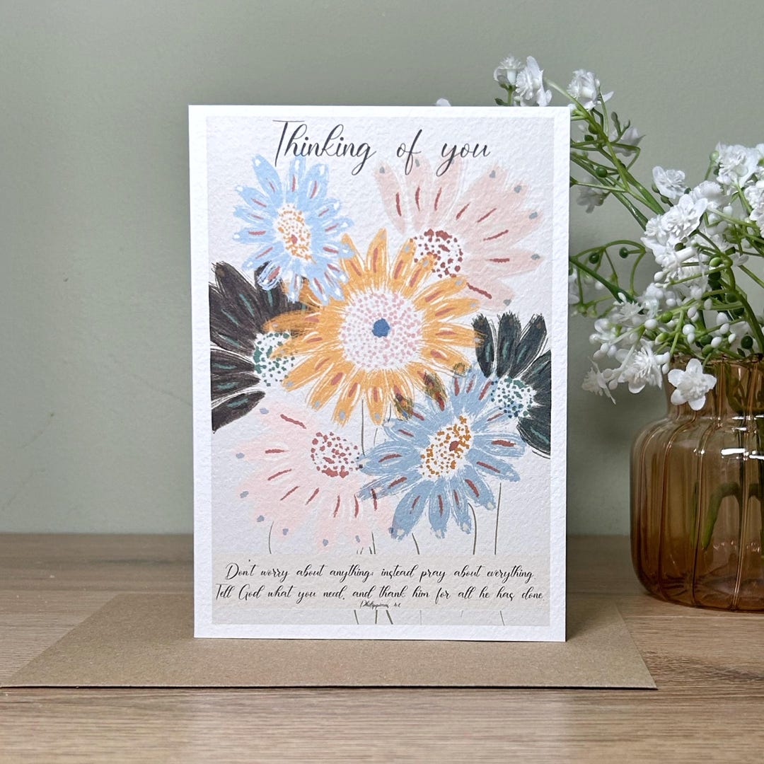 Floral Thinking of You Card | Christian Bible Verse - Etsy Nederland