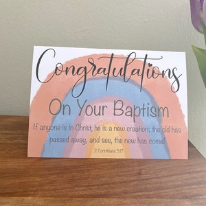 Baptism Card Adult Christian Baptism Card Bible Verse Baptism Card ...