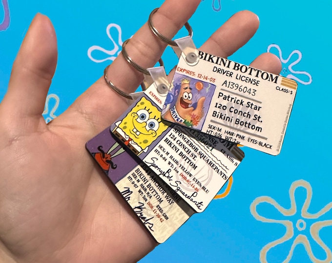 Spongebob License Keychains Etsy
