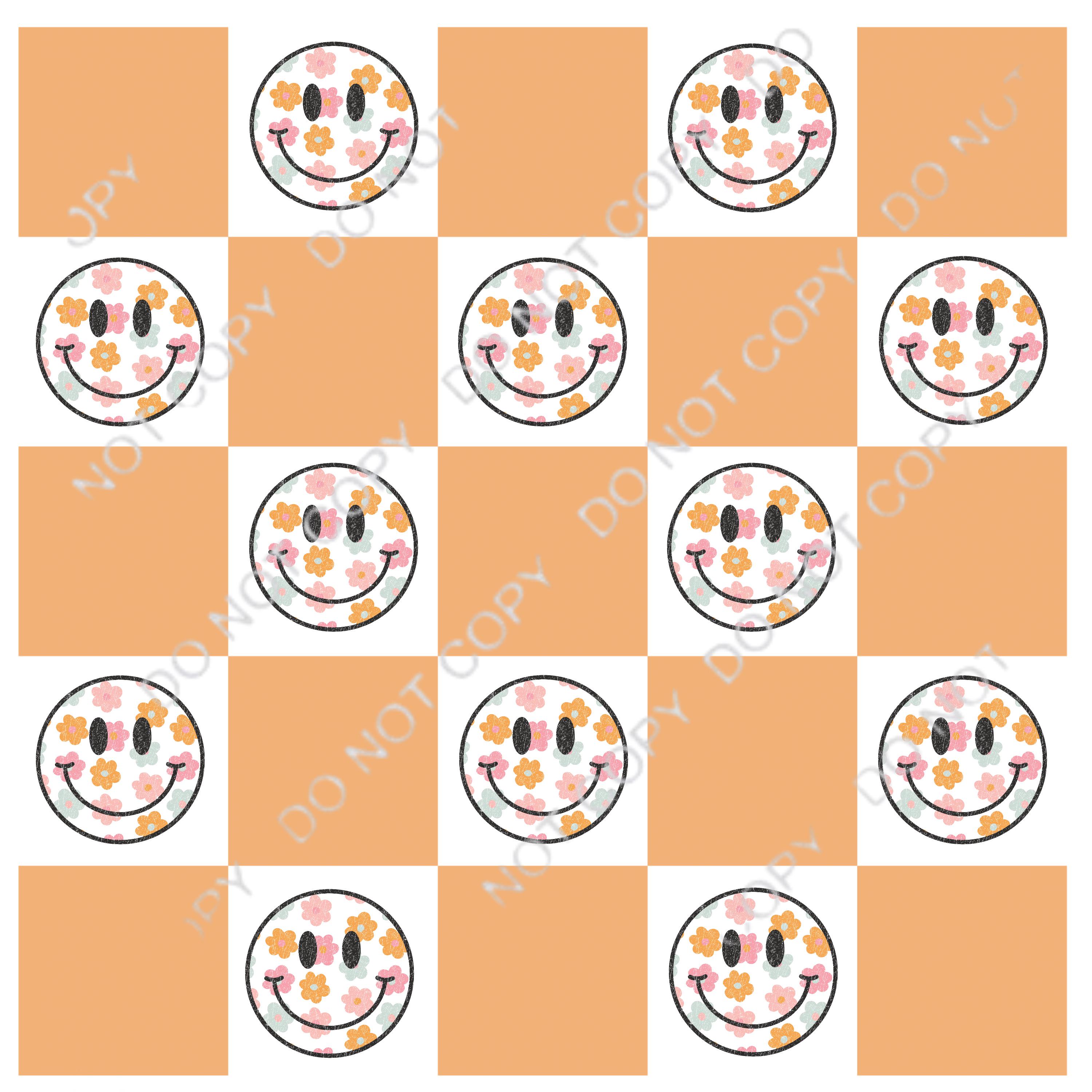 Orange Checkered Smiley PNG Design - Etsy