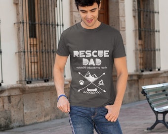 Rescue Dad Tee, T-shirt for Dog Lovers, Rescue Dad Shirt, Animal Rescue Tee, Paw Print Tshirt, Love for Pets, Gift for Him