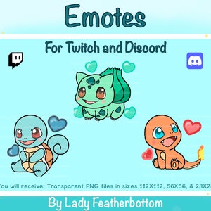 3 x Gen 1 Starters Emote Pack - (Twitch/Discord,etc.)