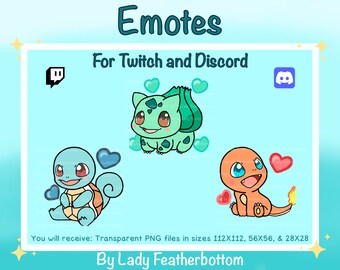 3 x Gen 1 Starters Emote Pack - (Twitch/Discord,etc.)