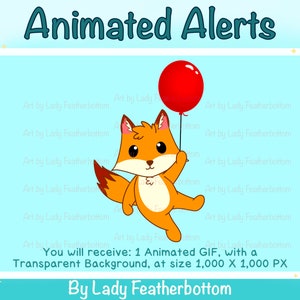 Animated Alert | Cute Fox with Balloon | Animated Stream Alert | Twitch | YouTube etc.