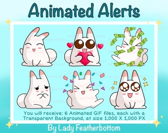 6 X Animated Alerts | Cute Kawaii Bunnies | Animated Stream Alerts | Twitch | YouTube etc.
