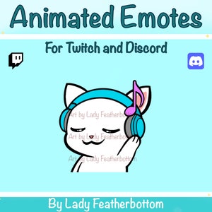 ANIMATED Emote - Cute White Cat Jam | Vibes - for Twitch & Discord