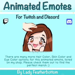 ANIMATED Emote - Chibi Head Pat | Brown Hair, Brown Eyes | Skin Option 1 - for Twitch, Discord, etc.