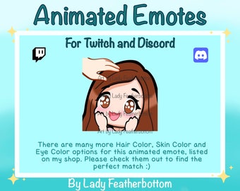 ANIMIERTES Emote - Chibi Head Pat | Braune Haare, Braune Augen | Skin Option 1 - für Twitch, Discord, etc.