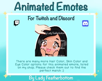 ANIMIERTES Emote - Chibi Head Pat | Schwarzes Haar, braune Augen | Skin Option 3 - für Twitch, Discord, etc.