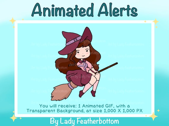 Animated Alert | Halloween | Cute Witch on Broom | Animated Stream Alert | Twitch | YouTube etc.