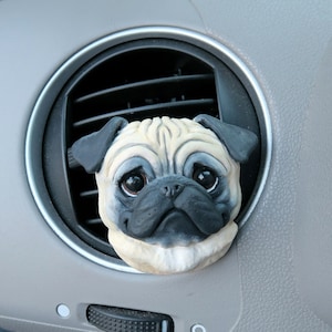 Fawn Pug Car Vent Clip with Diffuser Option Handmade Resin Collectible Pug Accessory