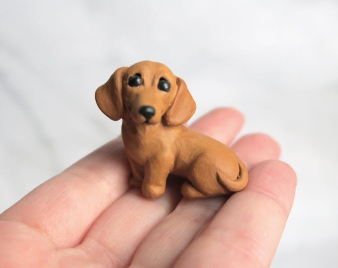 1/6 Small Clay Dachshund Dog Model - Lifelike Dachshund Figurine Collection