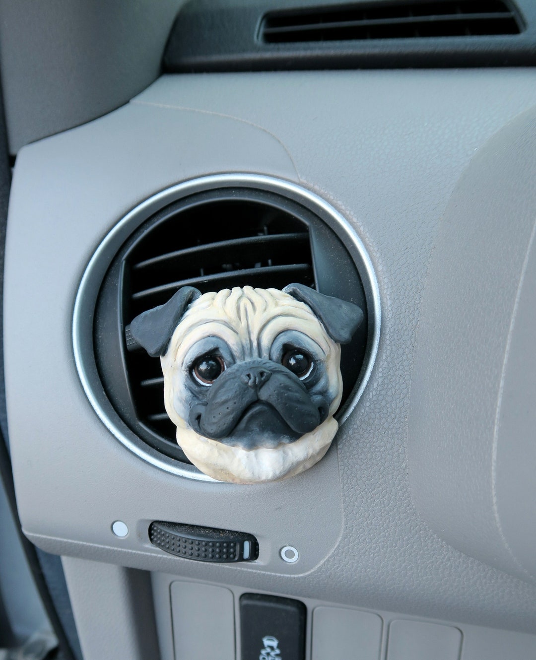 Fawn Pug Car Vent Clip with Diffuser Option Handmade Resin Collectible Pug Accessory