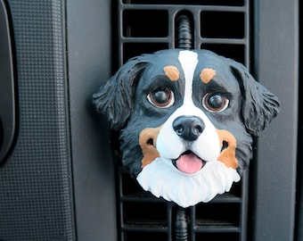 Bernese Mountain Dog Car Vent Clip with Diffuser Option Handmade Resin Collectible Berner Accessory