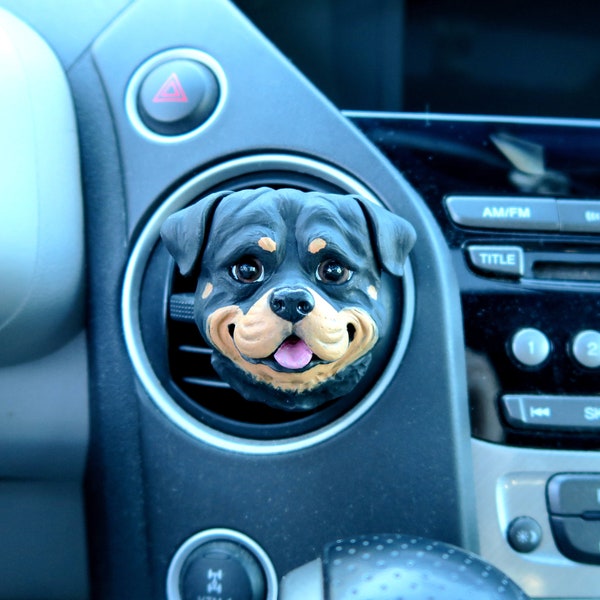 Rottweiler Car Vent Clip with Diffuser option Hand Made Collectible Car Accessory Air Freshener