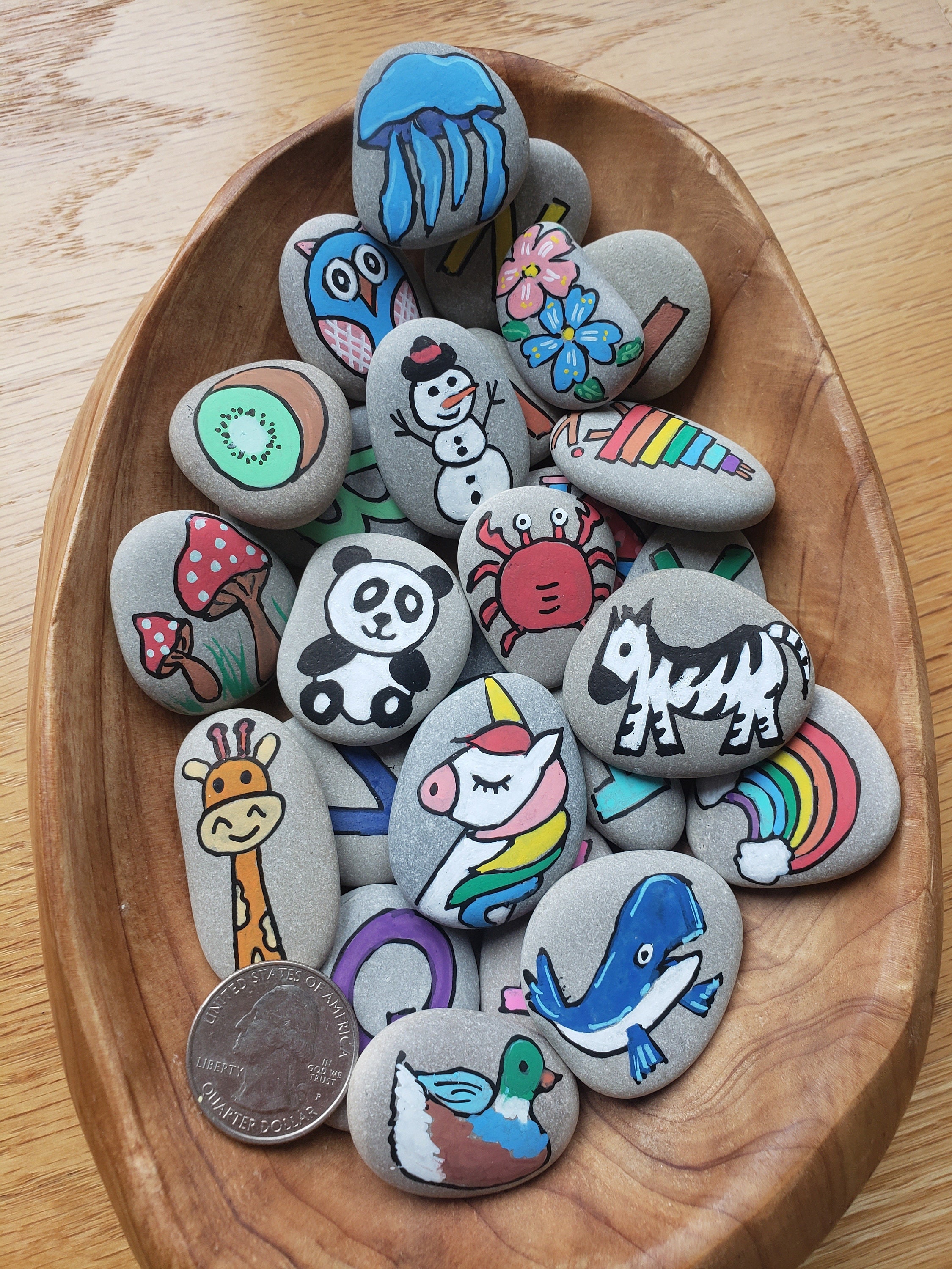 Painted Abc Rocks Hand Painted ABC Stones (set of 26), Alphabet Story Stones, Kids Gifts ...