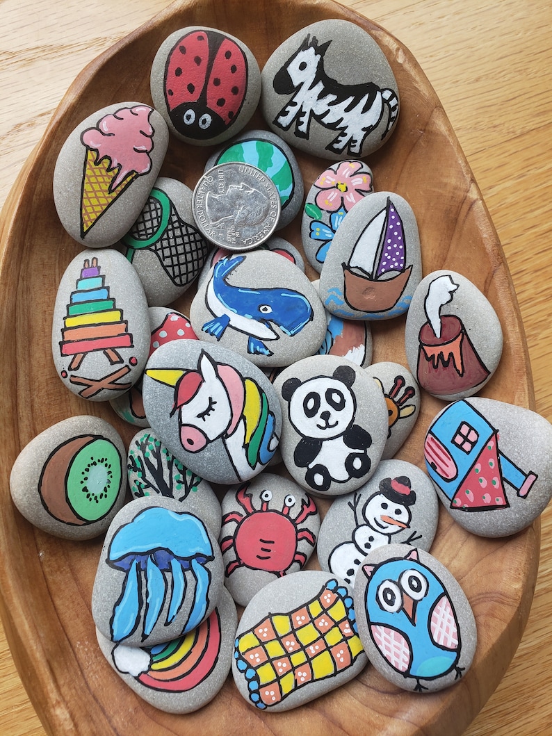 Painted Abc Rocks Hand Painted ABC Stones (set of 26), Alphabet Story Stones, Kids Gifts ...