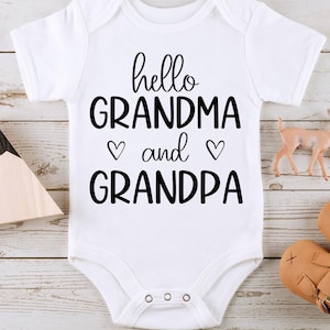 Hello Grandma and Grandpa Baby Onesie® ~ Pregnancy Announcement Onesie® ~ New Grandparents ~ Baby Announcement Onesie® ~ Newborn Onesie®