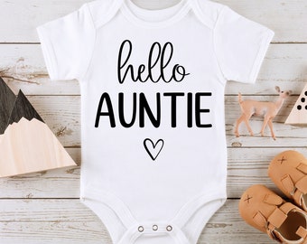 Hello Auntie Baby Onesie® ~ Pregnancy Announcement Onesie® ~ New Aunt Onesie® ~ Baby Announcement Onesie® ~ Newborn Onesie®