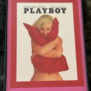 Playboy Vintage Postcard Cover February 1969 Sexy Pillow Bunny Frame 5x7