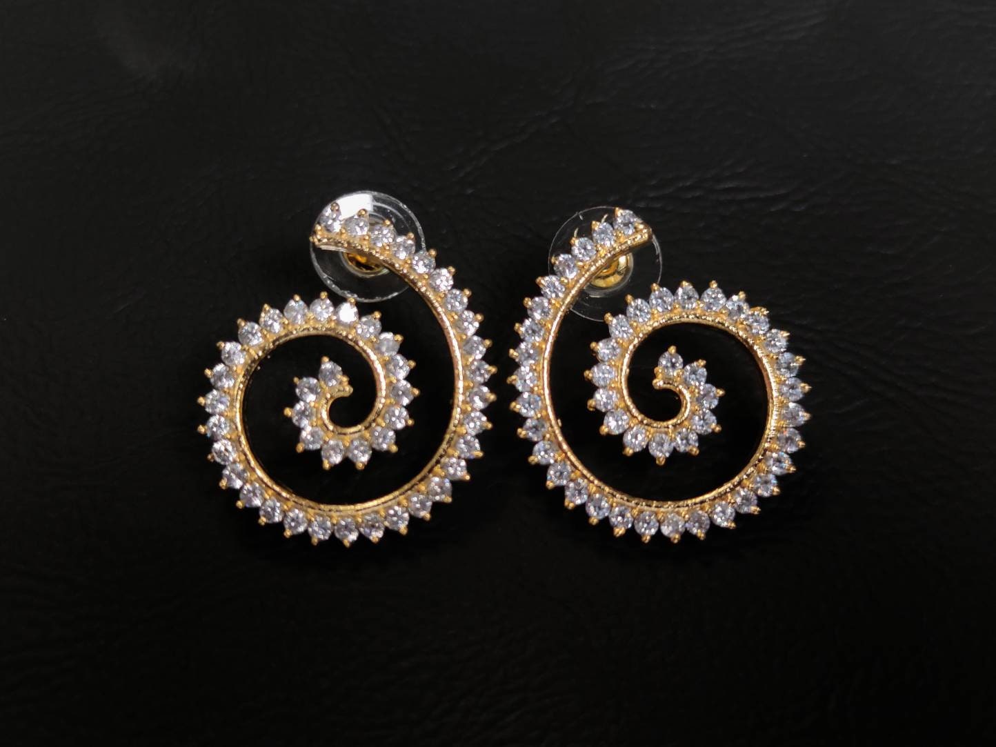 Indian Stud Gold Plated CZ Earrings Indian Traditional Gold Etsy