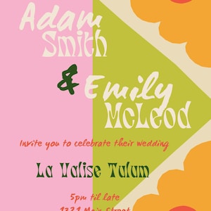 Retro Floral Wedding Invitation Suite: Colorful Editable Templates (PDF) image 2