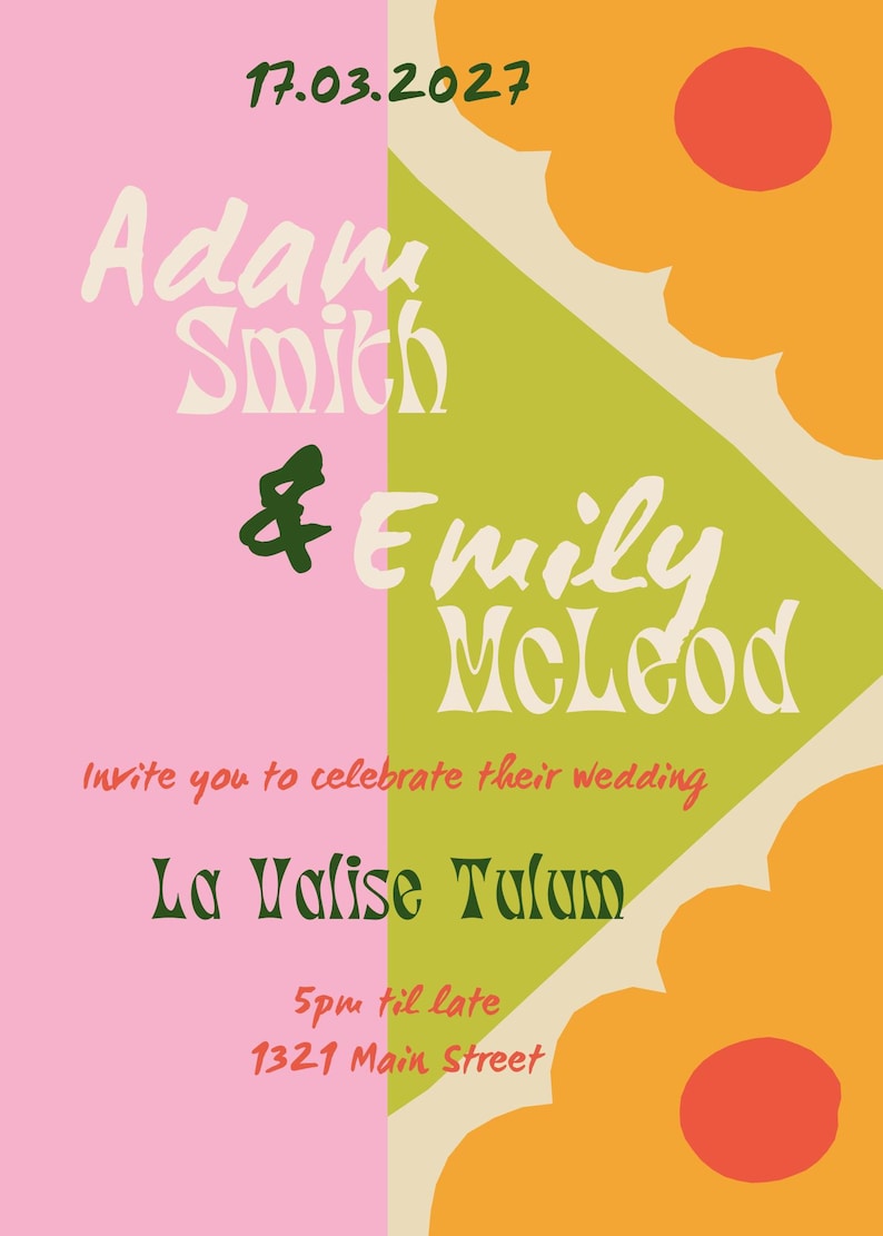 Retro Floral Wedding Invitation Suite: Colorful Editable Templates (PDF) image 2