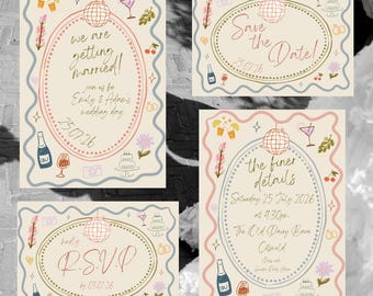 Rustic Summer Wedding Invitation Suite Save the Date, RSVP & Welcome Sign (Digital Download)