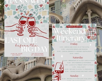 Barcelona Hen Party Einladung & Reiseplan Vorlage (Digitaler Download)
