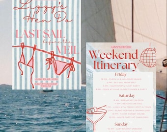 Sail Croatia Hen Do Invitation: Nautical Yacht Bachelorette (Canva Template, Instant Download)