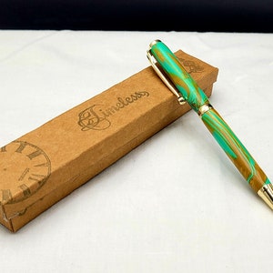 Türkis handgemachter Slimline Stift aus recyceltem HDPE Kunststoff