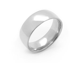 7mm Men's Court polished Silver Stainless Steel Ring ~ Rounded Plain Band