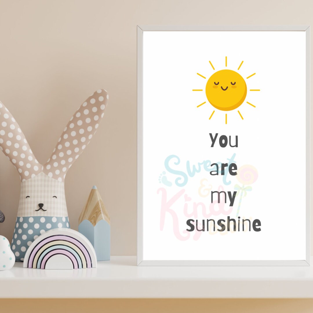 You Are My Sunshine Nursery Wall Art Print. Neutral Baby Printable Art