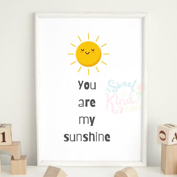 You Are My Sunshine Nursery Wall Art Print. Neutral Baby Etsy