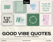 GOOD VIBE QUOTES Instagram Template Canva Inspirational Quotes Instagram Story Template Mindfulness Ig Branding instagram feed