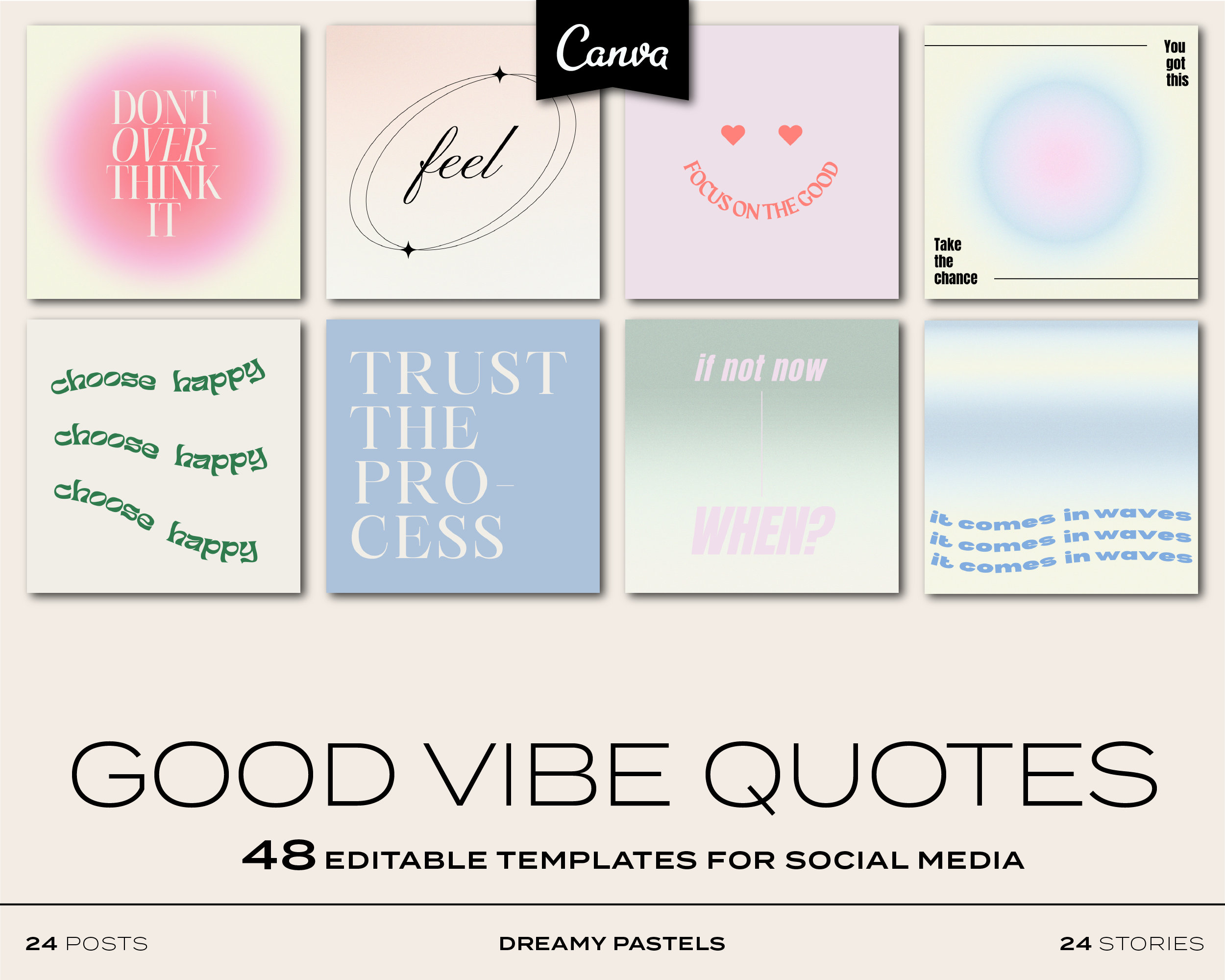 PASTEL GRADIENT Instagram Inspirational Quote Template Canva - Etsy