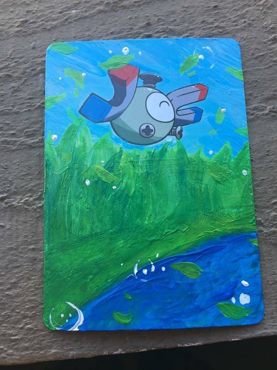 Painted Pokmon Card - Magnemite - Etsy