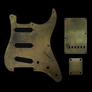 Made-to-Order - Antique Brass - 8-hole SSS 50s Stratocaster Pickguard Scratchplate Set for Fender - Hand-finished